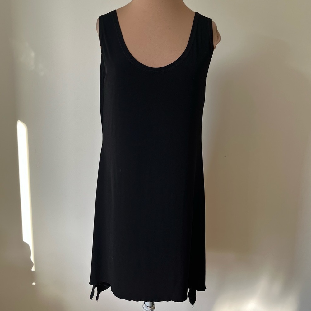 PLANET By Lauren G Black Loose Microfiber Lightweight Tank Top Dress EUC Sz 1/S